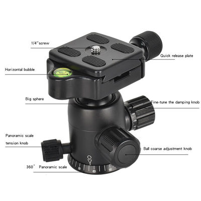 Wholesale 360 Degree Rotating Panoramic Ball Head with Quick Release Plate and Bubble Level