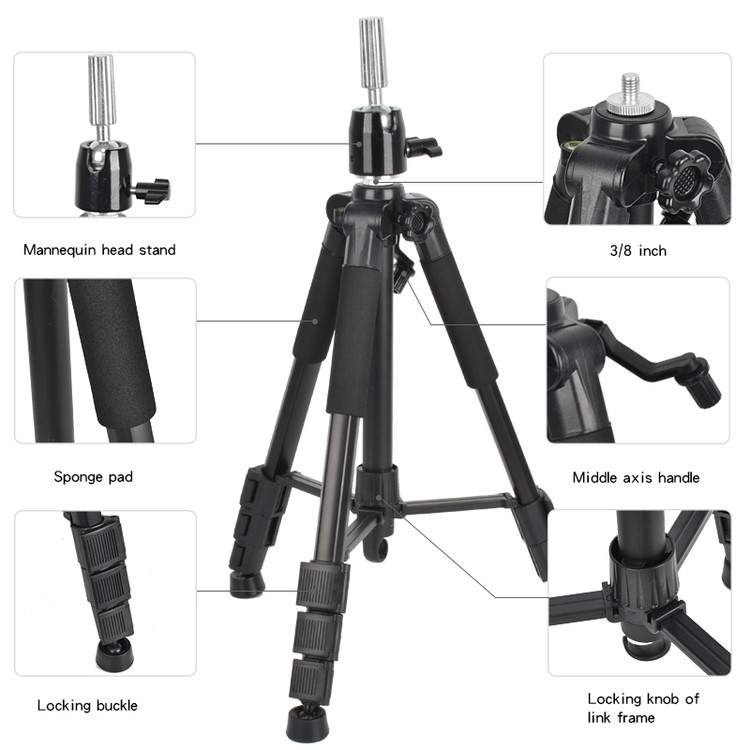 Barber Shop Training Mannequin Head Tripod With Carry Bag Adjustable